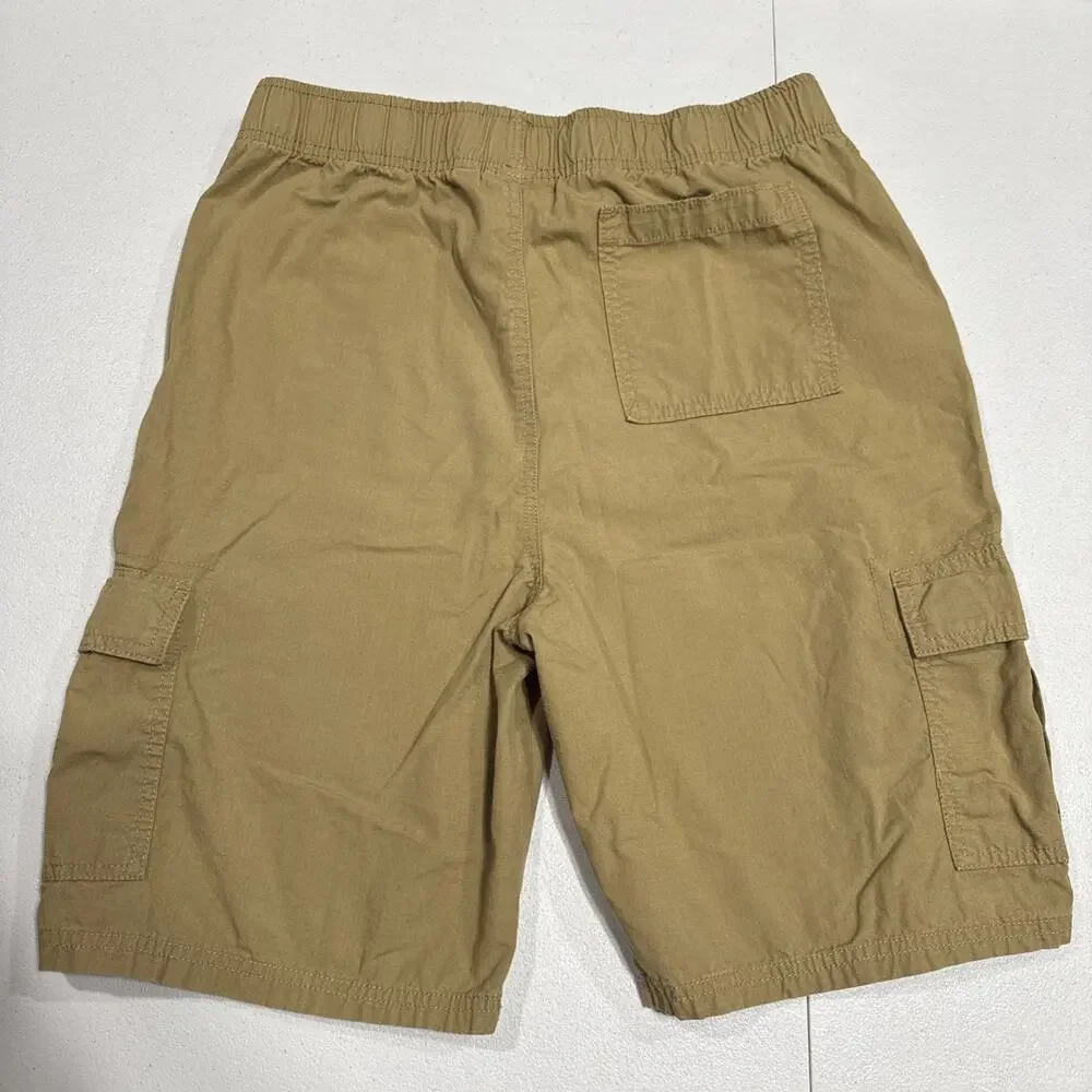 Place Shorts Boys 18 Pull On Ripstop Husky Khaki Cargo Adjustable Waist Pockets